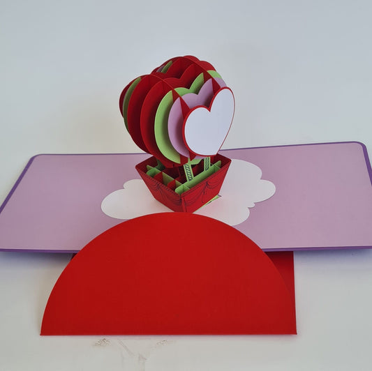 Handgefertigte 3D-Pop-Up Karte – Herz-Ballon