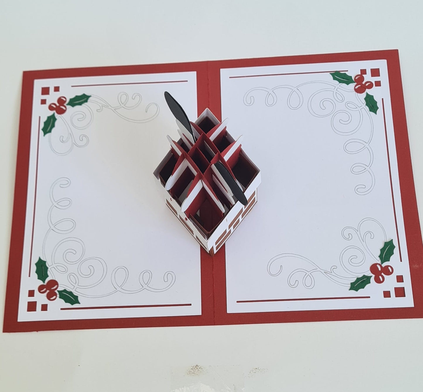 Pop-up Weihnachtskarte – Weihnachtsmann im Kamin