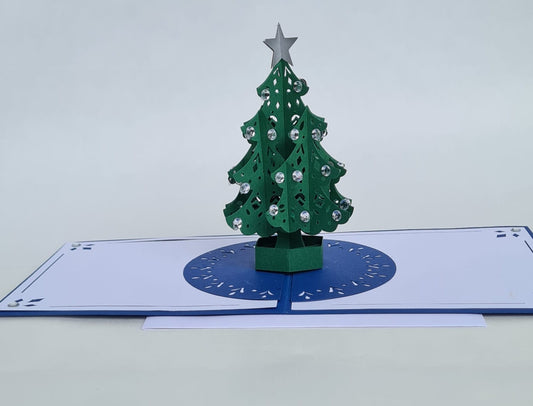Pop-up Weihnachtskarte – Tannenbaum mit Glitzer