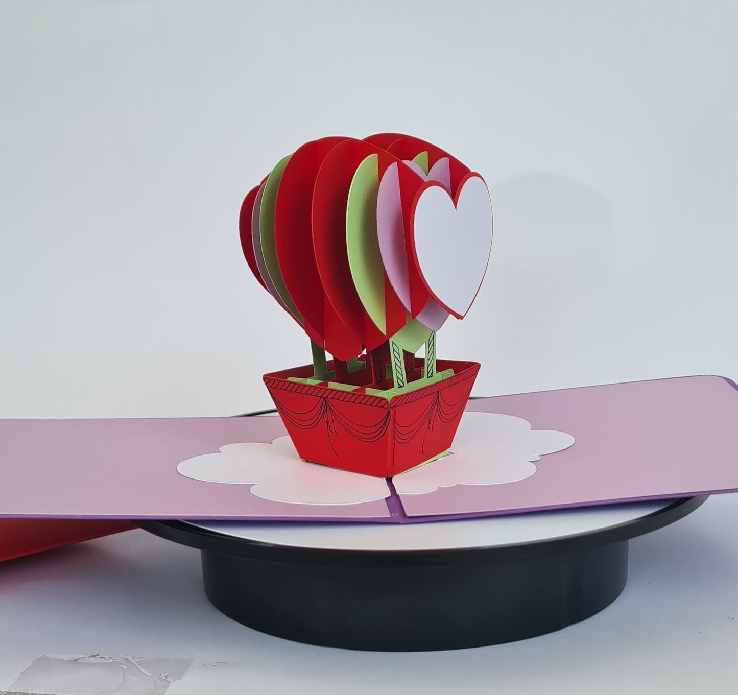 Handgefertigte 3D-Pop-Up Karte – Herz-Ballon