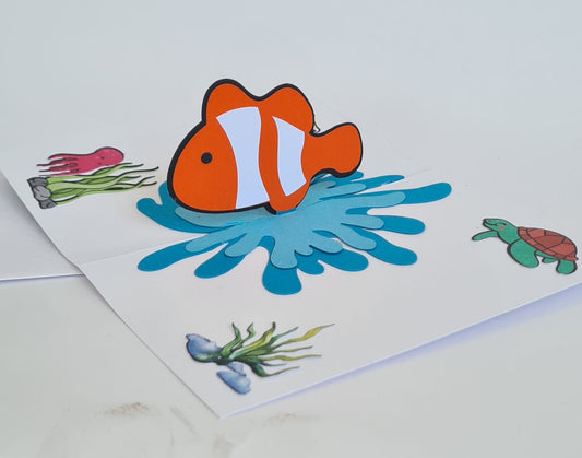 Clownfisch im Ozean-Design - 3D Pop-Up Karte