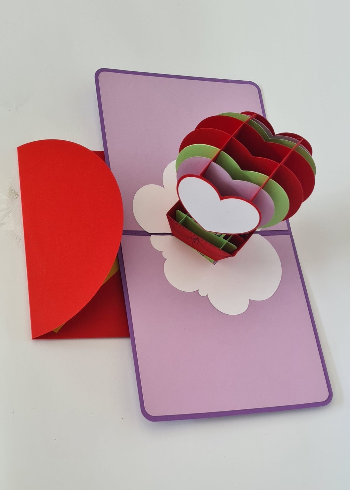 Handgefertigte 3D-Pop-Up Karte – Herz-Ballon