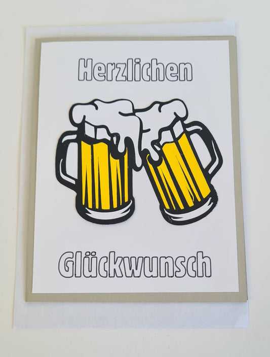 Geburtstagskarte mit Biermotiv – "Prost aufs neue Lebensjahr!"
