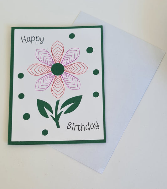 Geburtstagskarte mit stilisierter Blume – Frisch, freundlich und  handgemacht