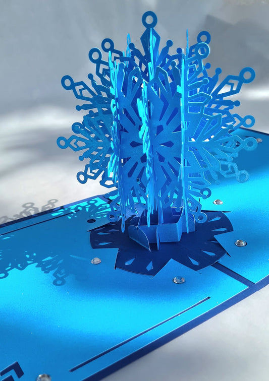 3D-Schneeflockenkarte – Winterzauber in Blau und Silber