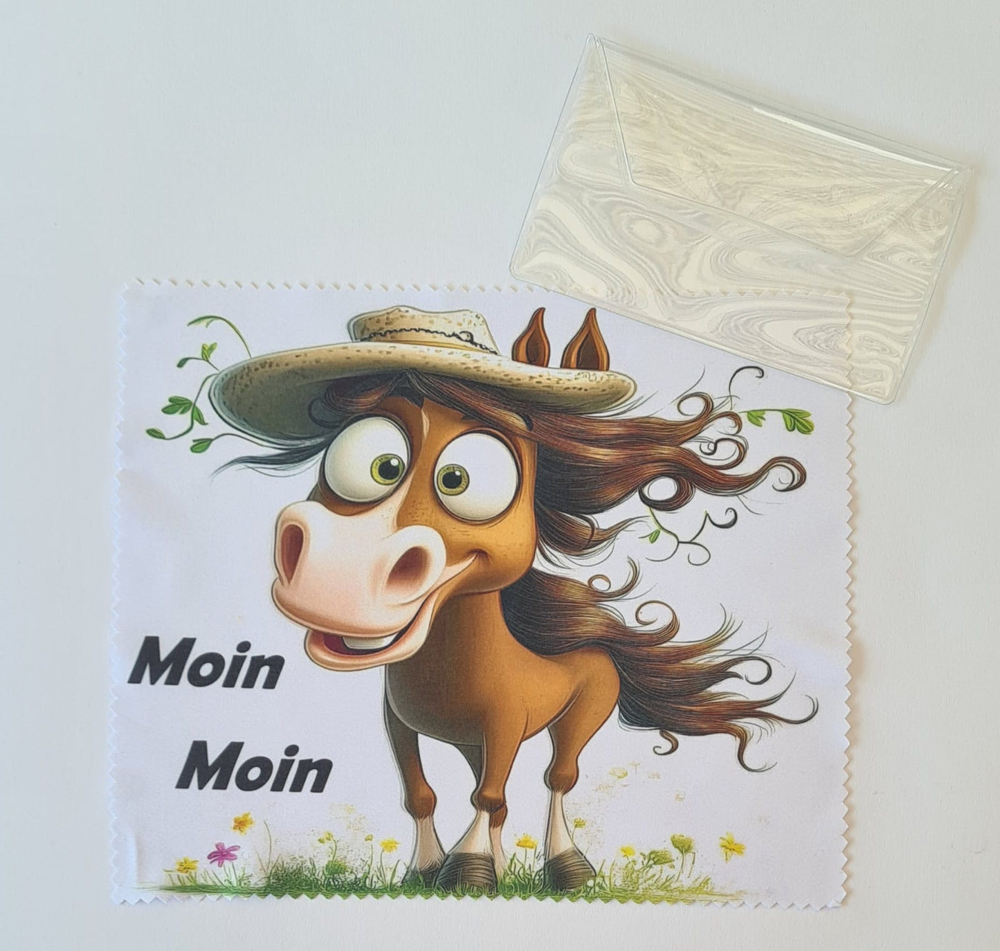 Brillenputztuch mit Pferd – 18 x 15 cm