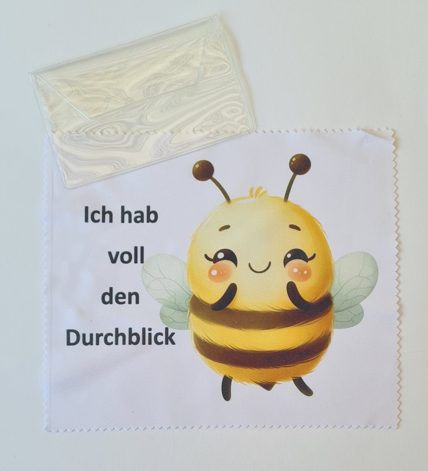 Brillenputztuch mit „Ich hab voll den Durchblick“  – 18 x 15 cm