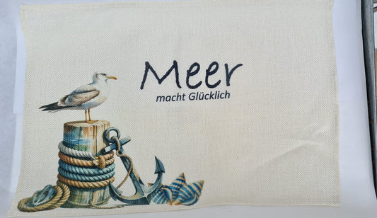 Platzset-Set „Möwe & Maritimer Spruch“ – 5 Stück