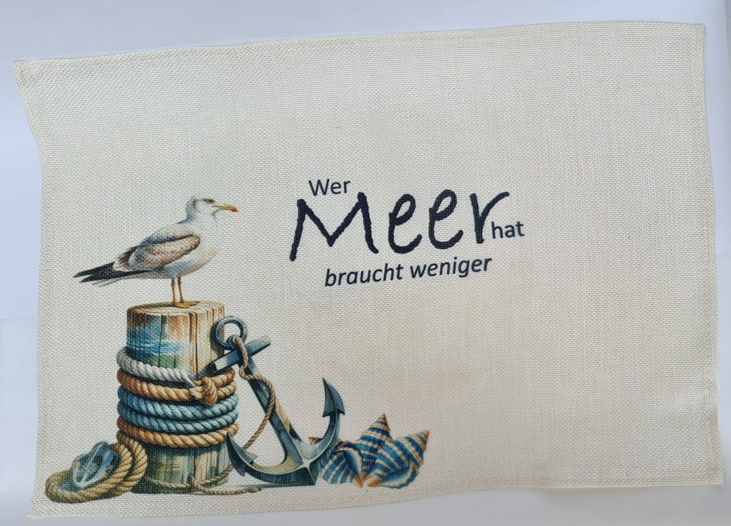 Platzset-Set „Möwe & Maritimer Spruch“ – 5 Stück