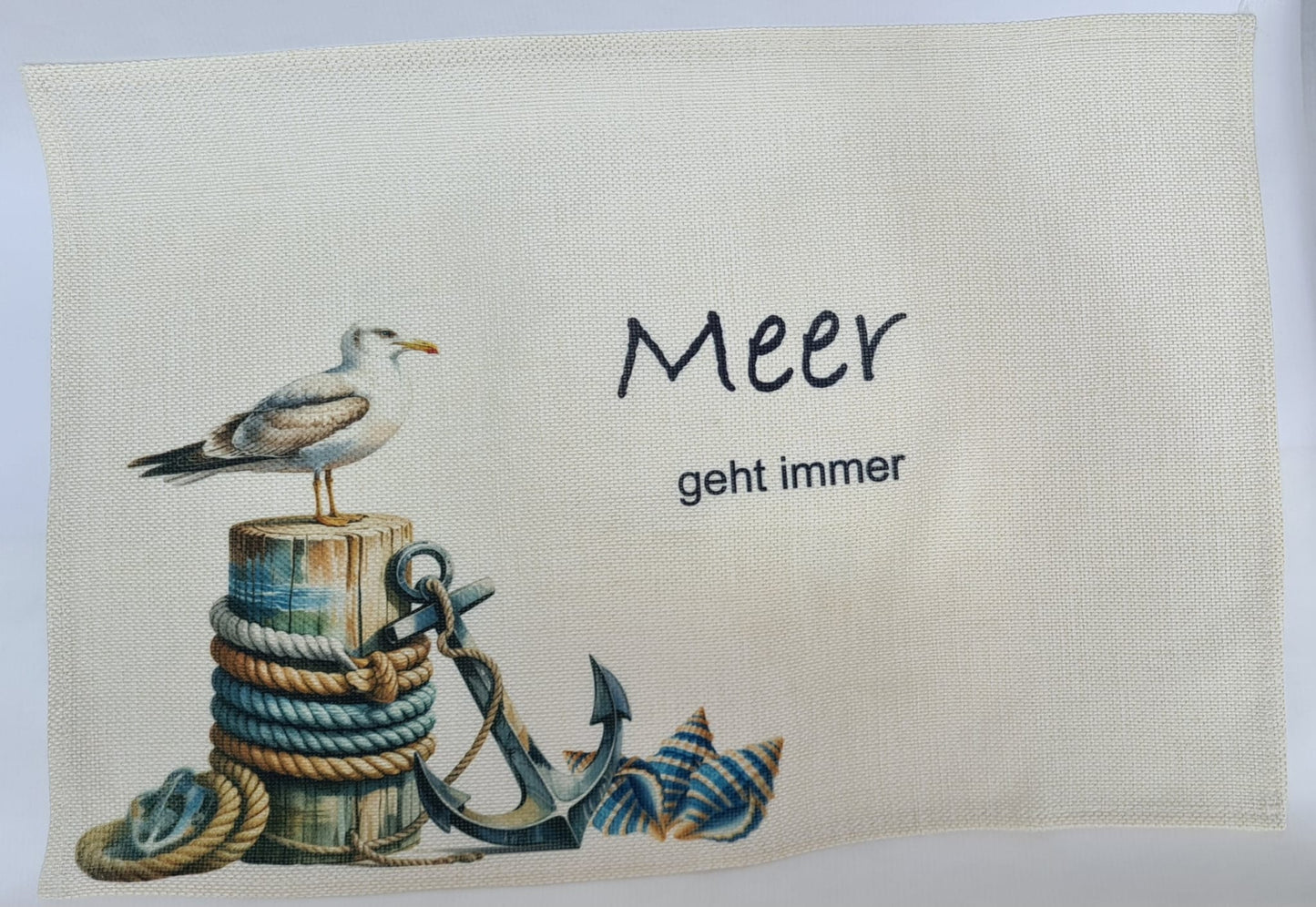 Platzset-Set „Möwe & Maritimer Spruch“ – 5 Stück
