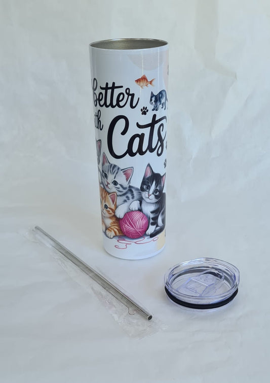 Life ist better with cats-  Thermobecher – 600 ml