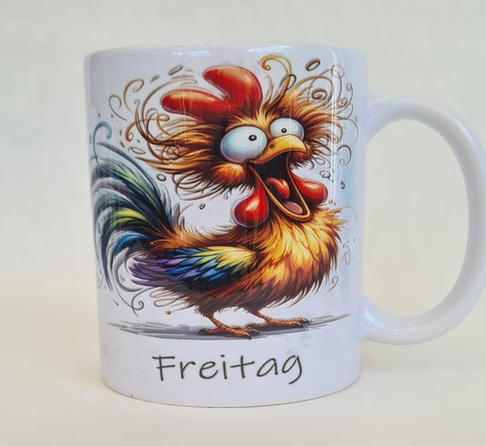 Hühner Tassen Montag, Freitag- Wovhemtage Lustig