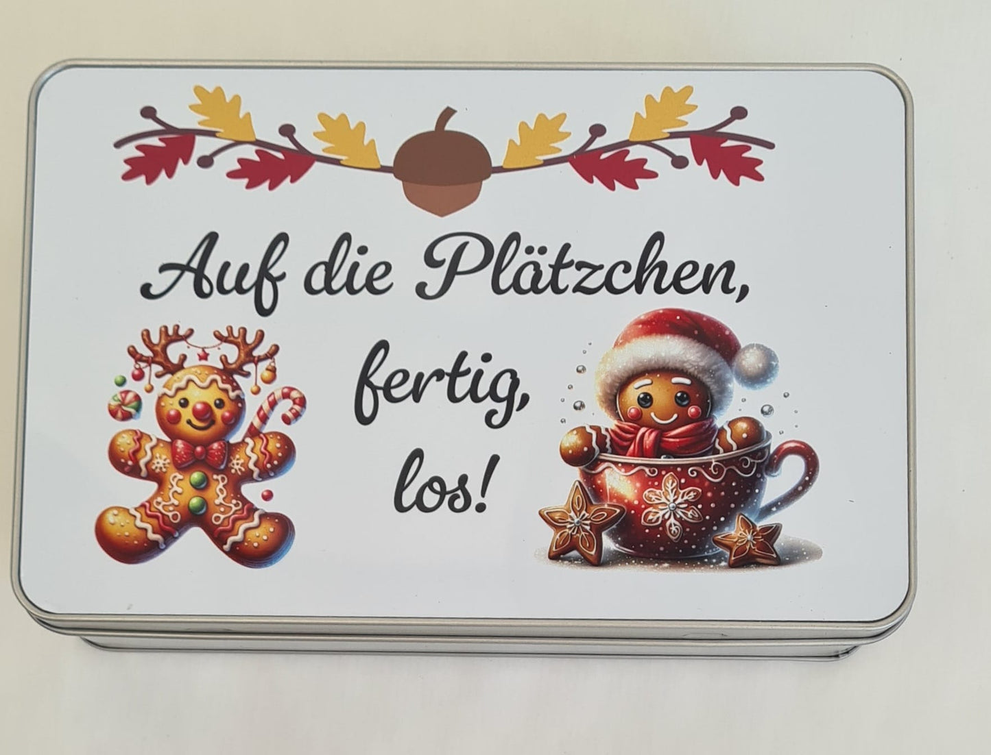 Keksdose „Auf die Plätzchen, fertig, los verschiedene Designs