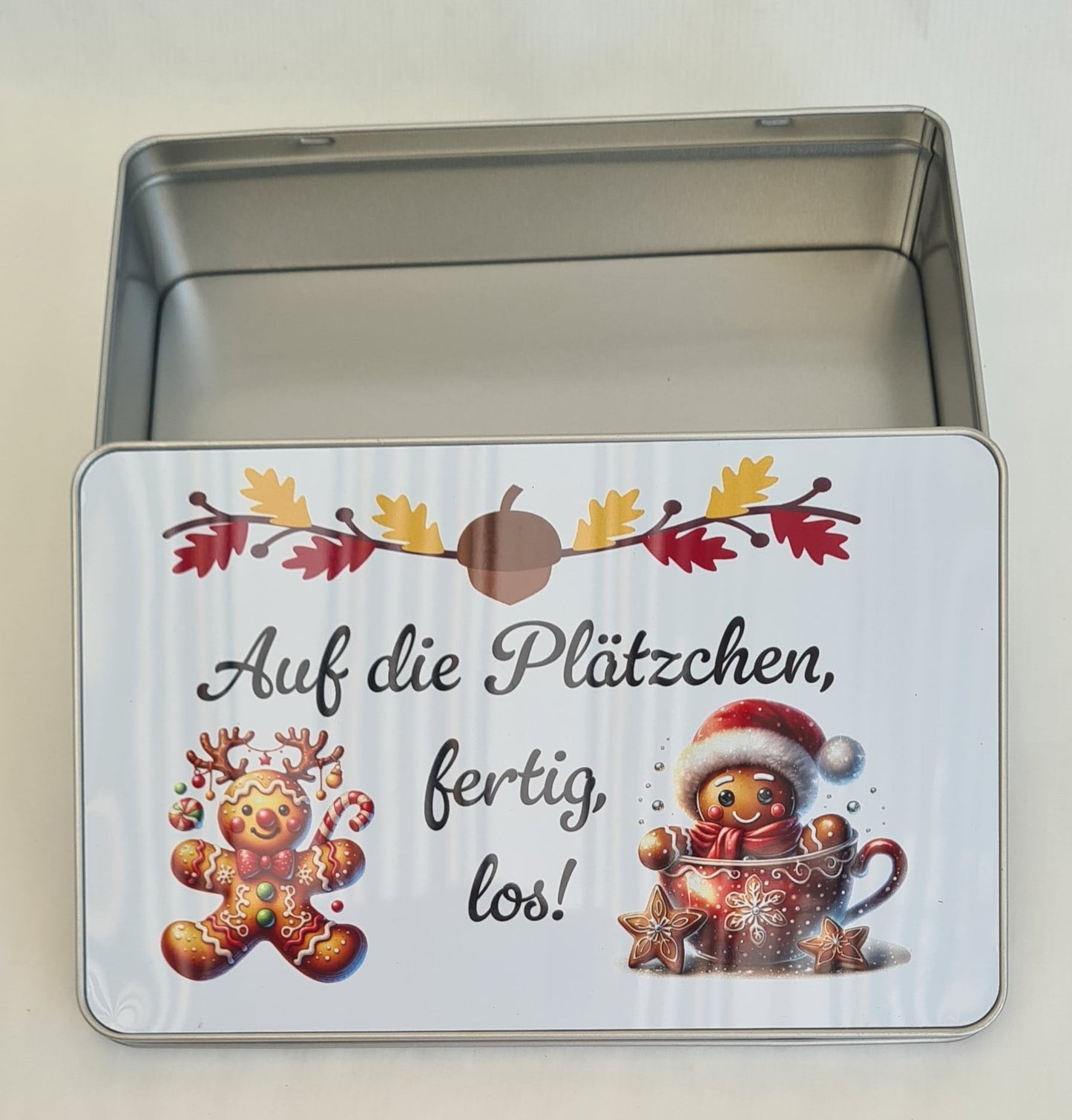 Keksdose „Auf die Plätzchen, fertig, los verschiedene Designs