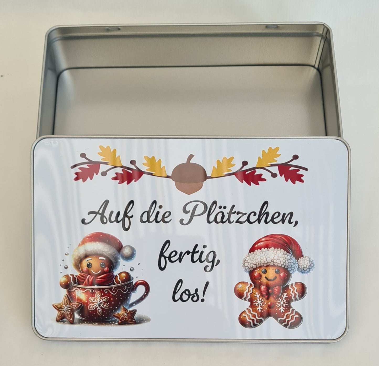 Keksdose „Auf die Plätzchen, fertig, los verschiedene Designs