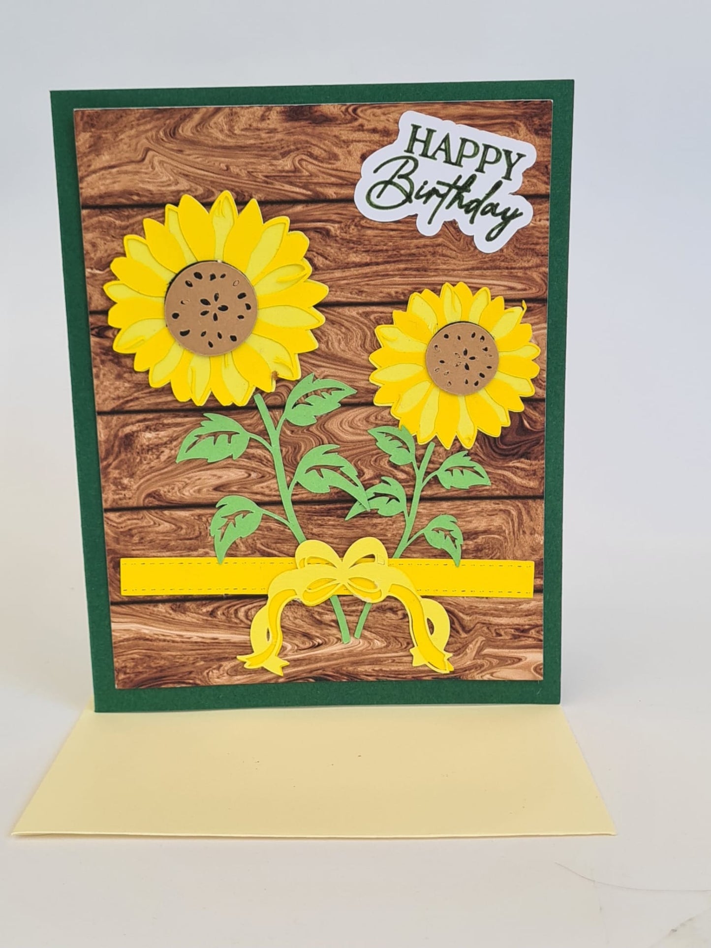 Geburtstagskarte mit Sonnenblumen – "Zwei Sonnenblumen für dein neues Lebensjahr"