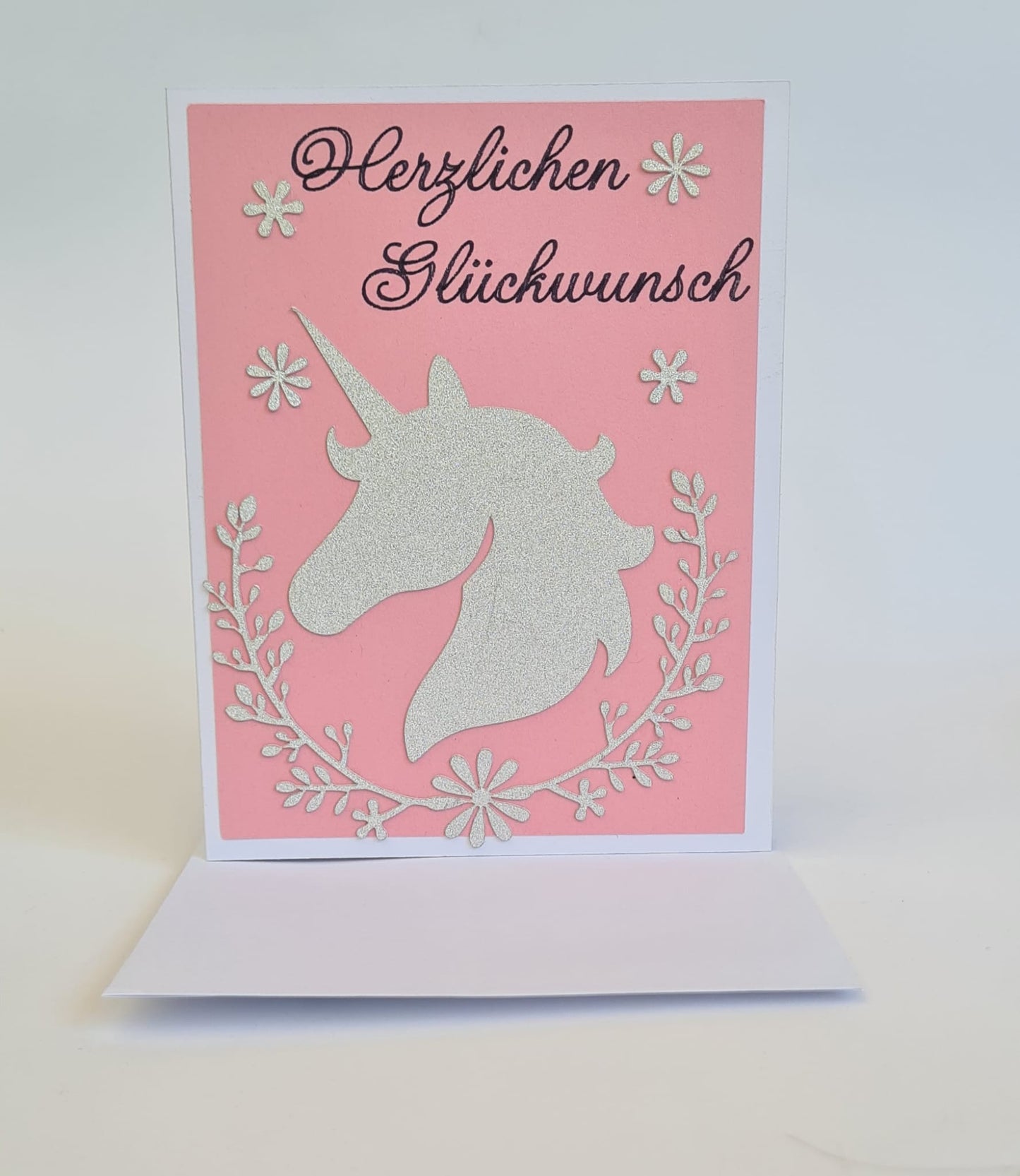Glitzer-Einhorn Geburtstagskarte – "Magische Wünsche zum Geburtstag"