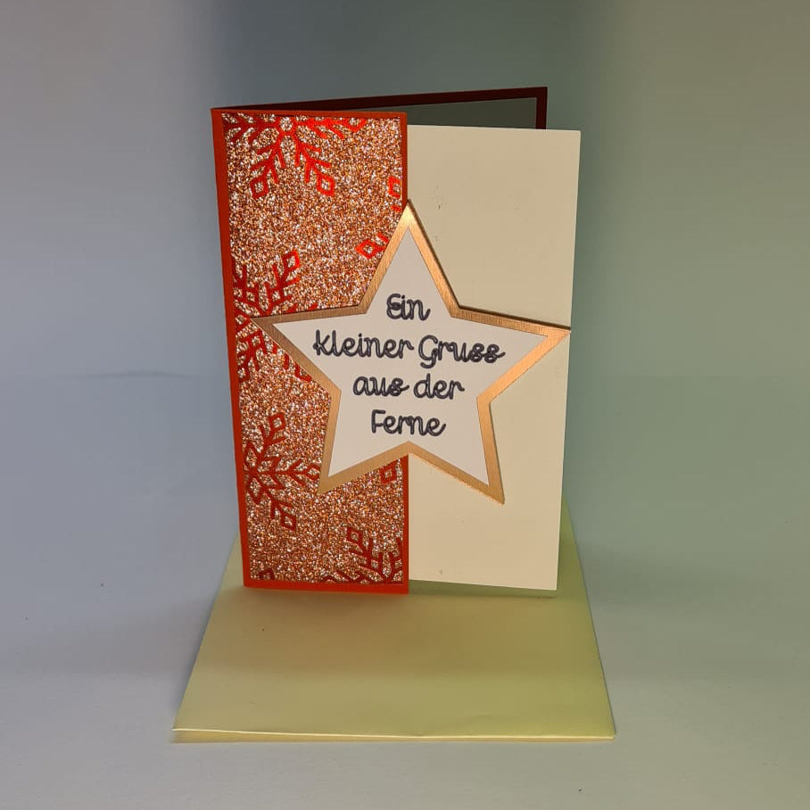 Sternenglanz – Handgemachte Weihnachtskarte in Metallic-Optik
