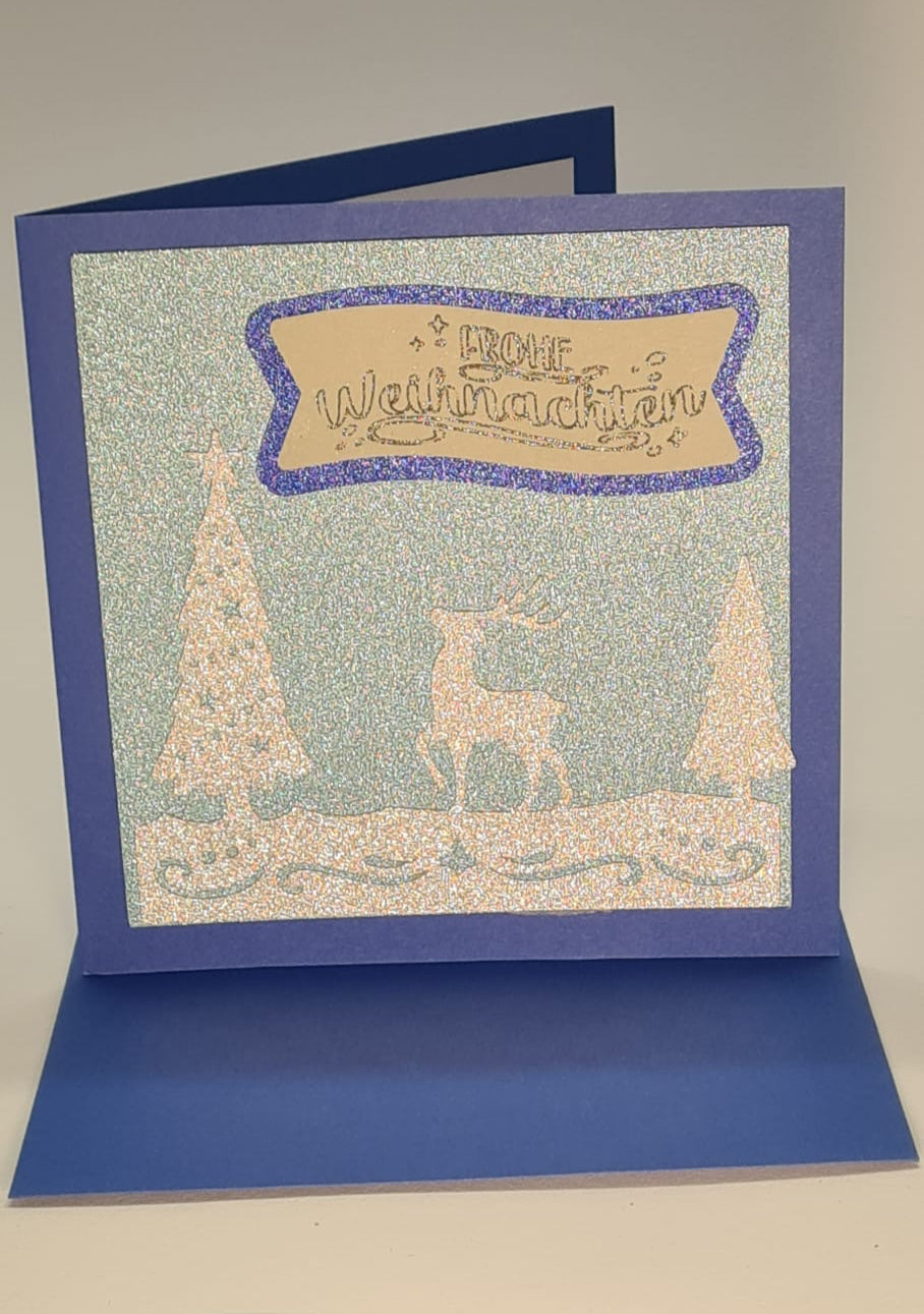 Winterglanz – Glitzerkarte mit Reh & Weihnachtsgrüßen