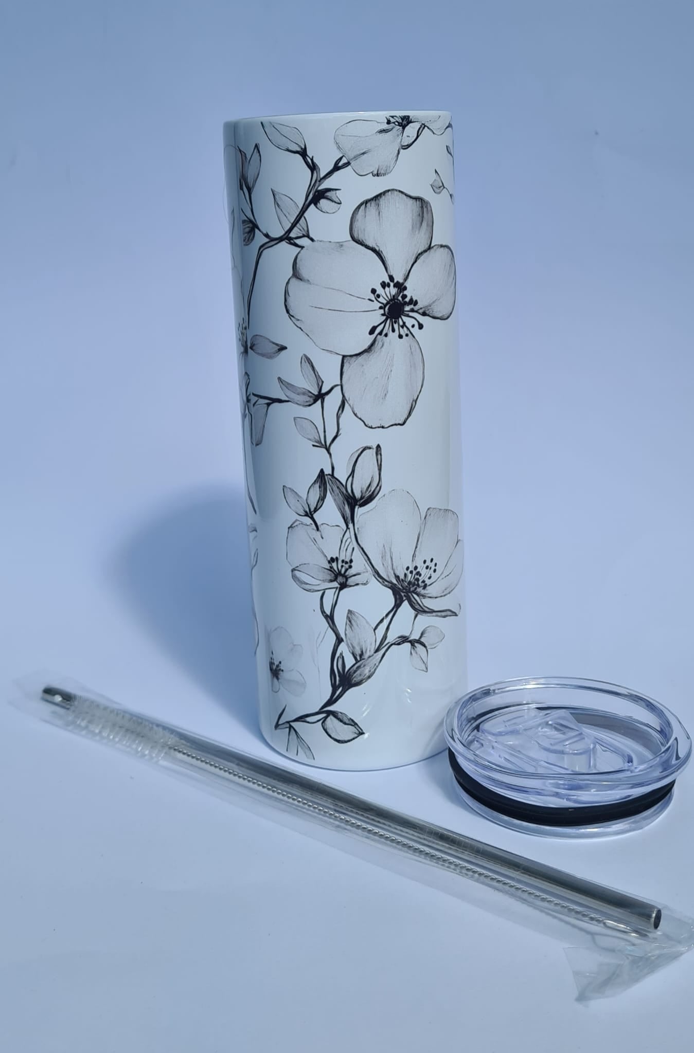 Minimalistische Blumen Thermobecher – 600 ml Genuss to go