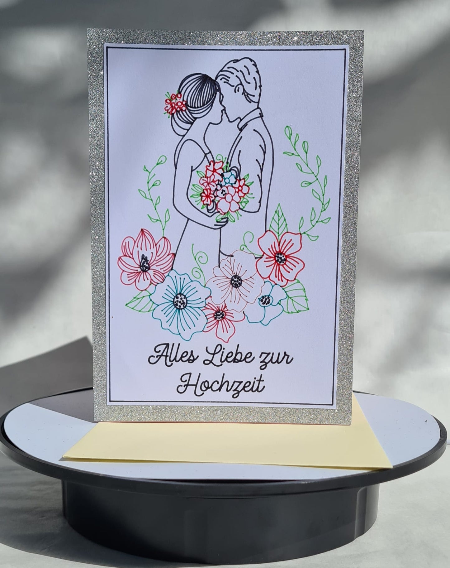 Handgemachte Hochzeitskarte „Alles Liebe zur Hochzeit“