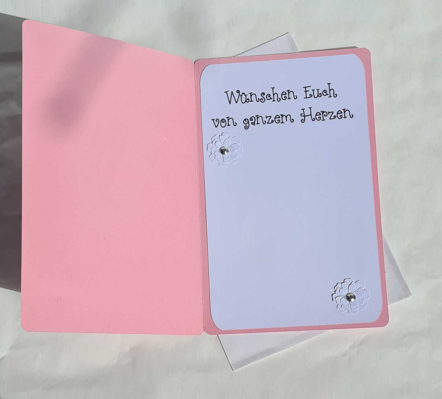 Rosa Hochzeitskarte - 3D Blume