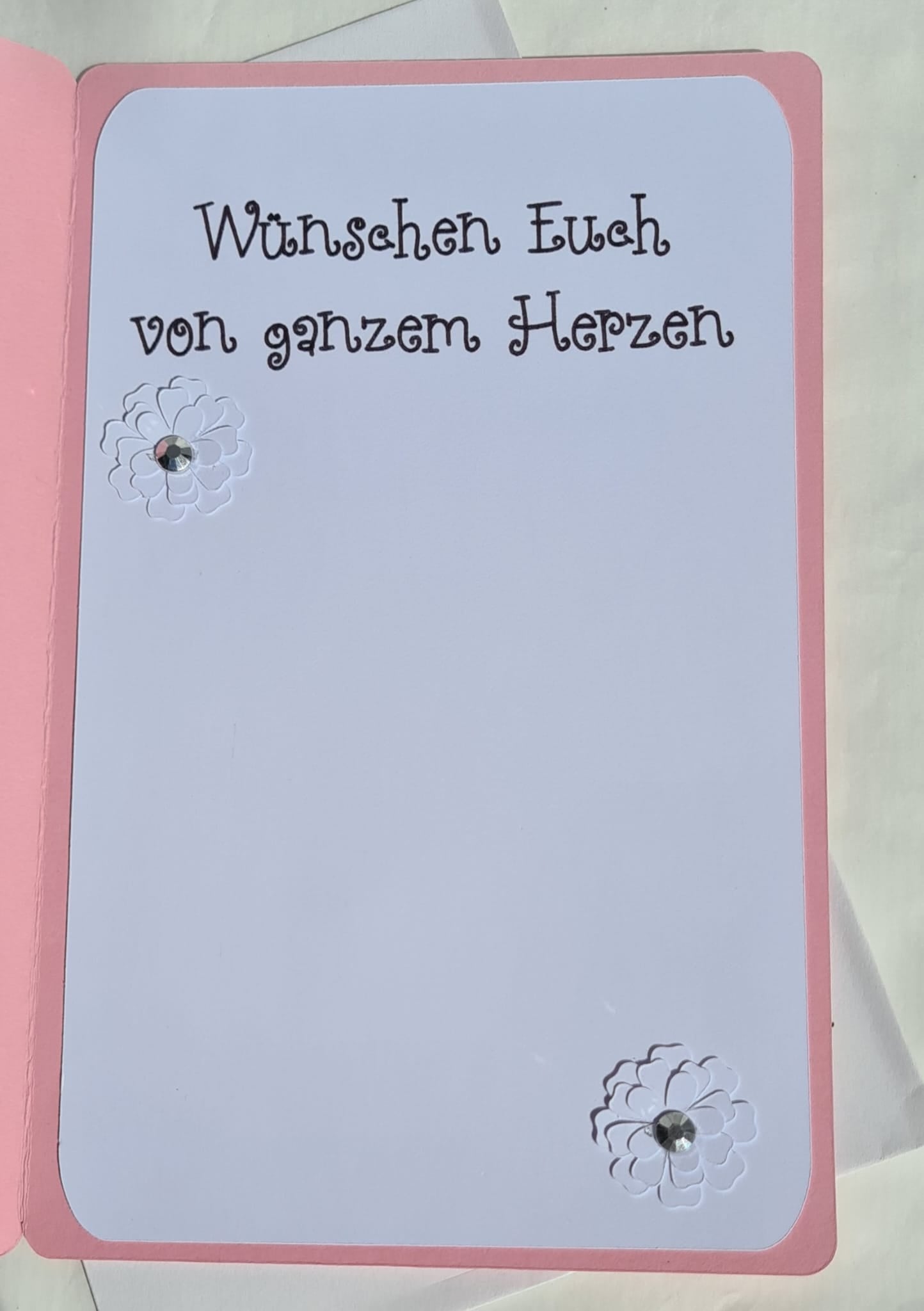 Rosa Hochzeitskarte - 3D Blume