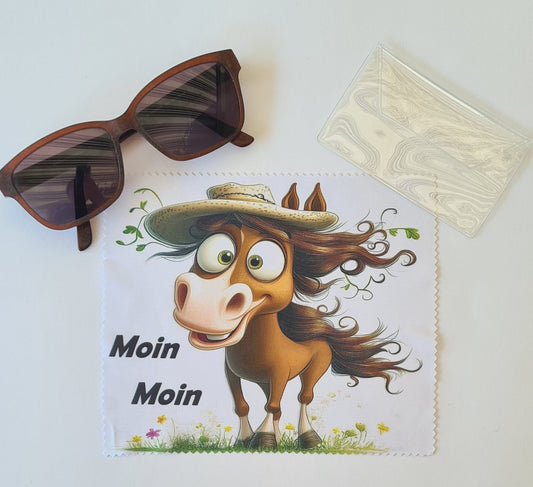 Brillenputztuch mit Pferd – 18 x 15 cm
