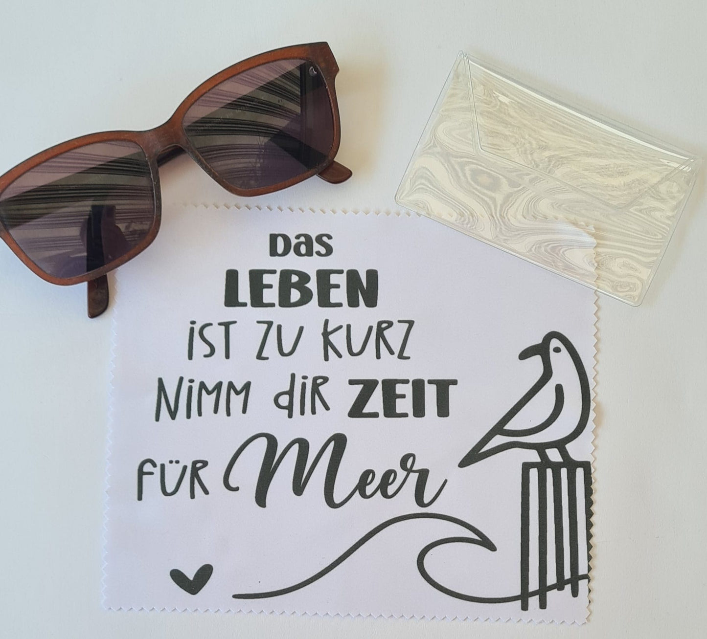 Brillenputztuch mit Ostsee Motiv – 18 x 15 cm
