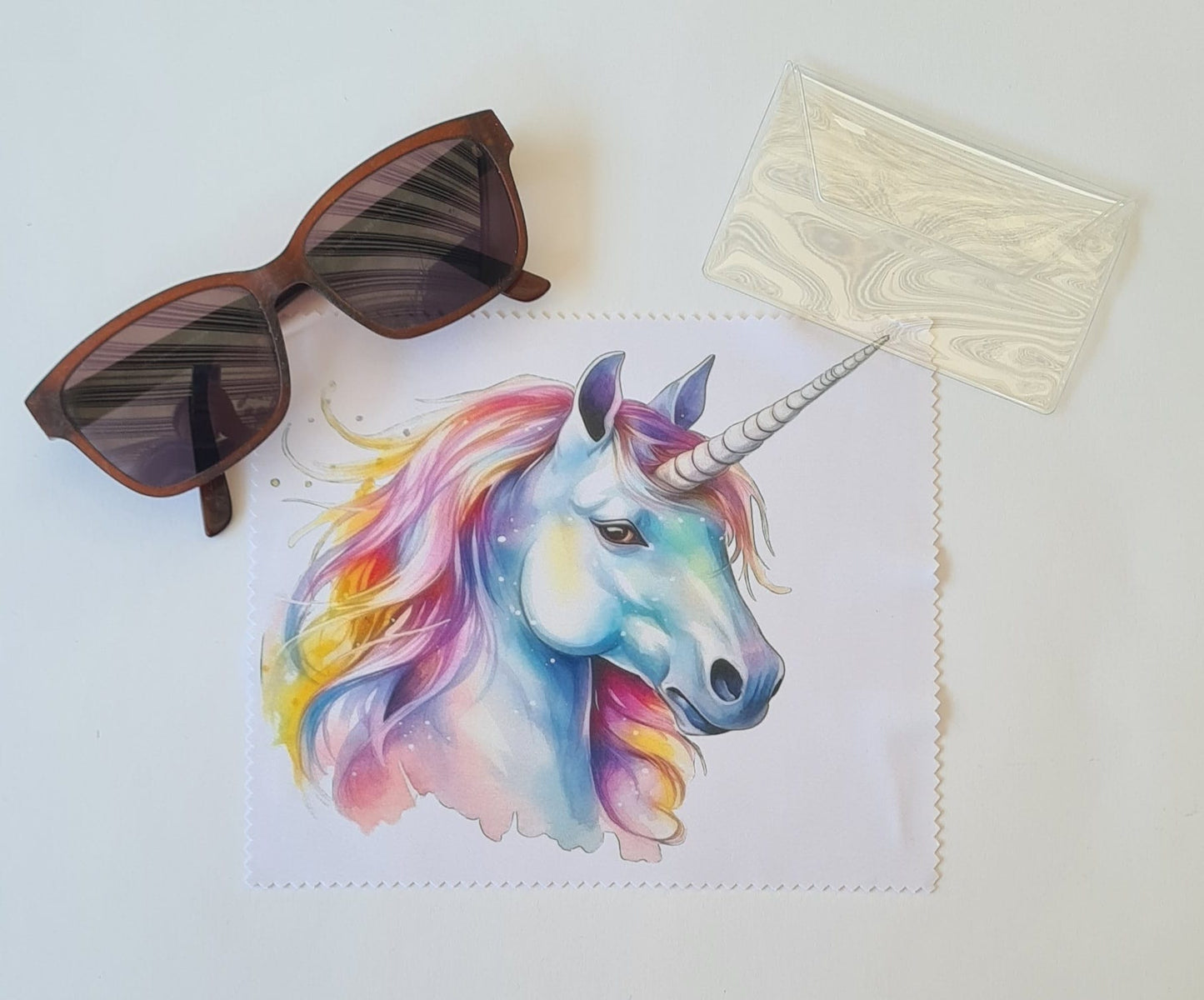 Brillenputztuch mit Einhorn – 18 x 15 cm