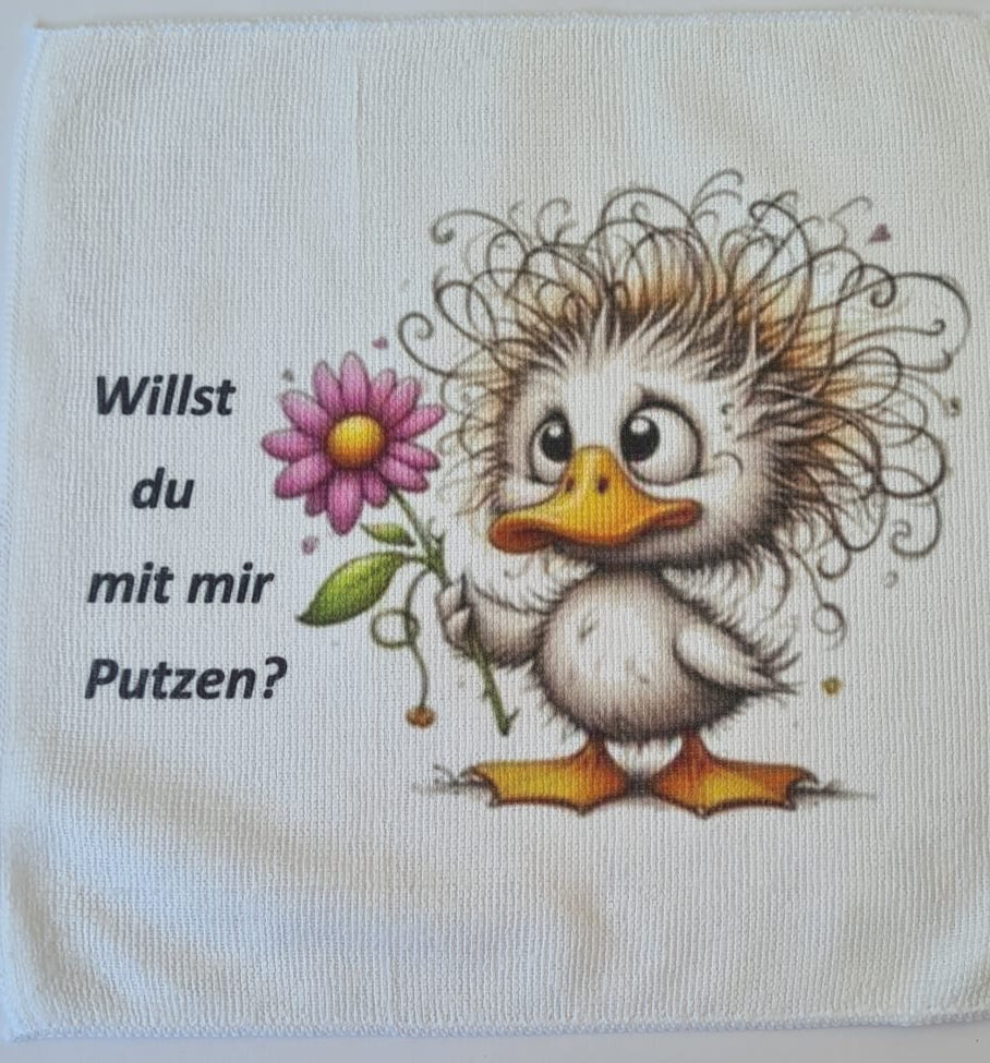 Mikrofaser-Tuch "Lustiger Vogel" – 30 x 30 cm