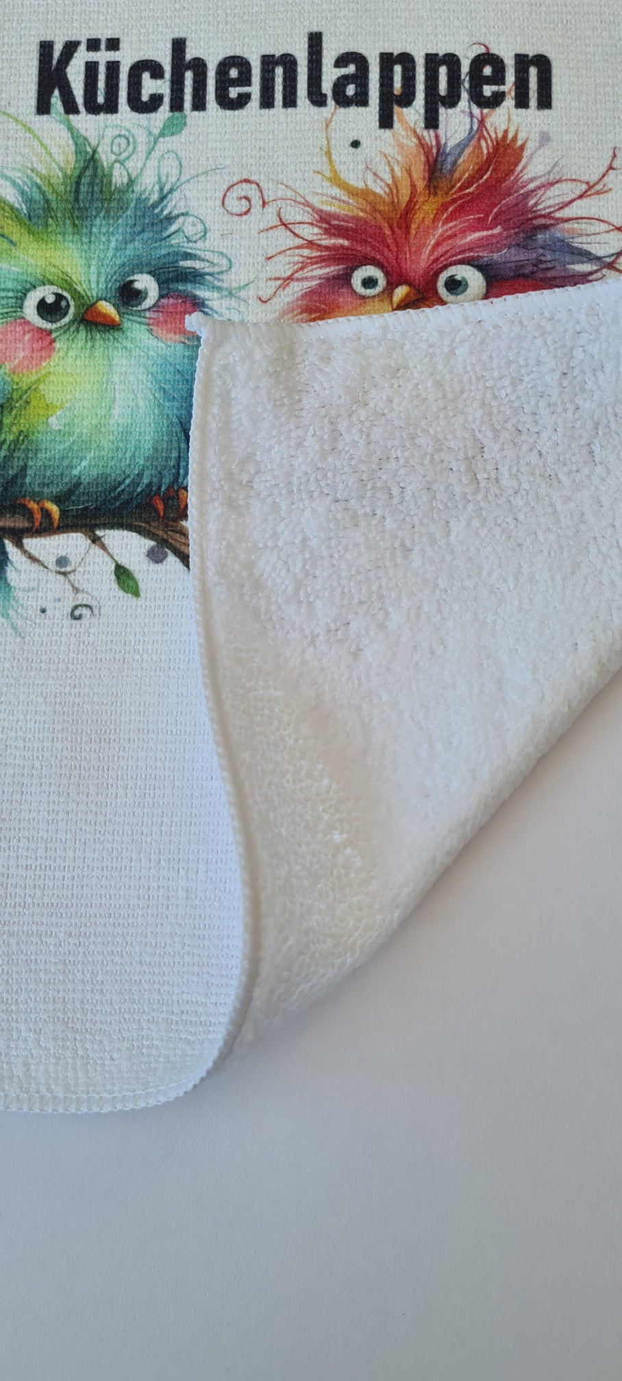 Mikrofaser-Tuch "zwei bunte Vögel" – 30 x 30 cm