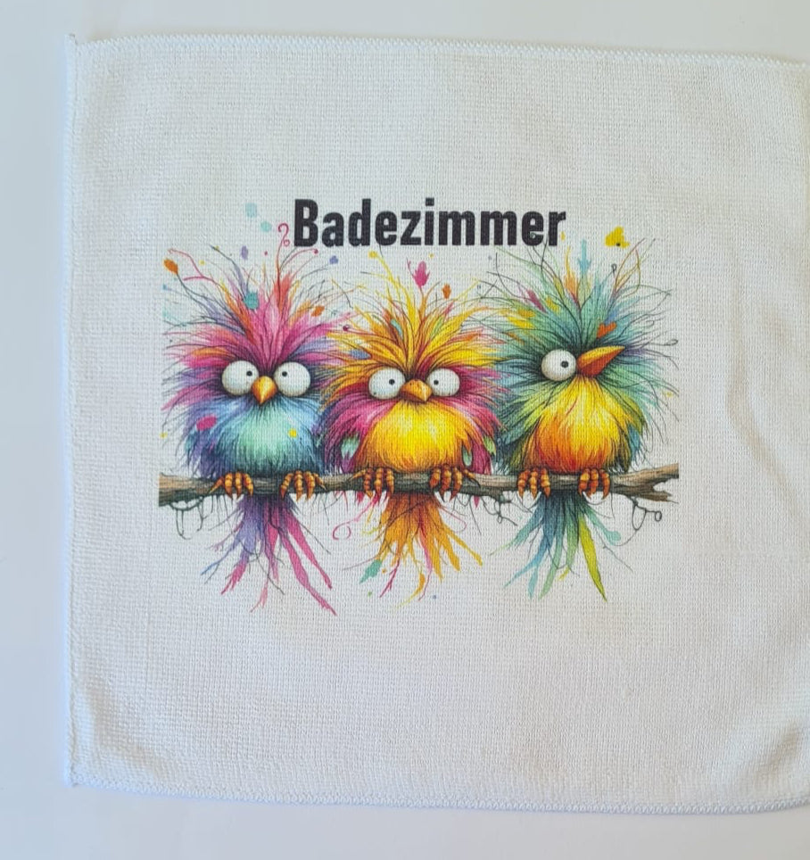 Mikrofaser-Tuch "drei bunt Vögel" – 30 x 30 cm