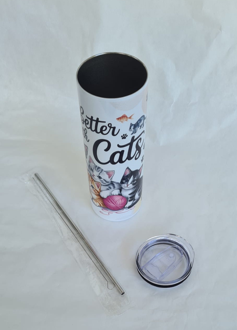 Life ist better with cats-  Thermobecher – 600 ml