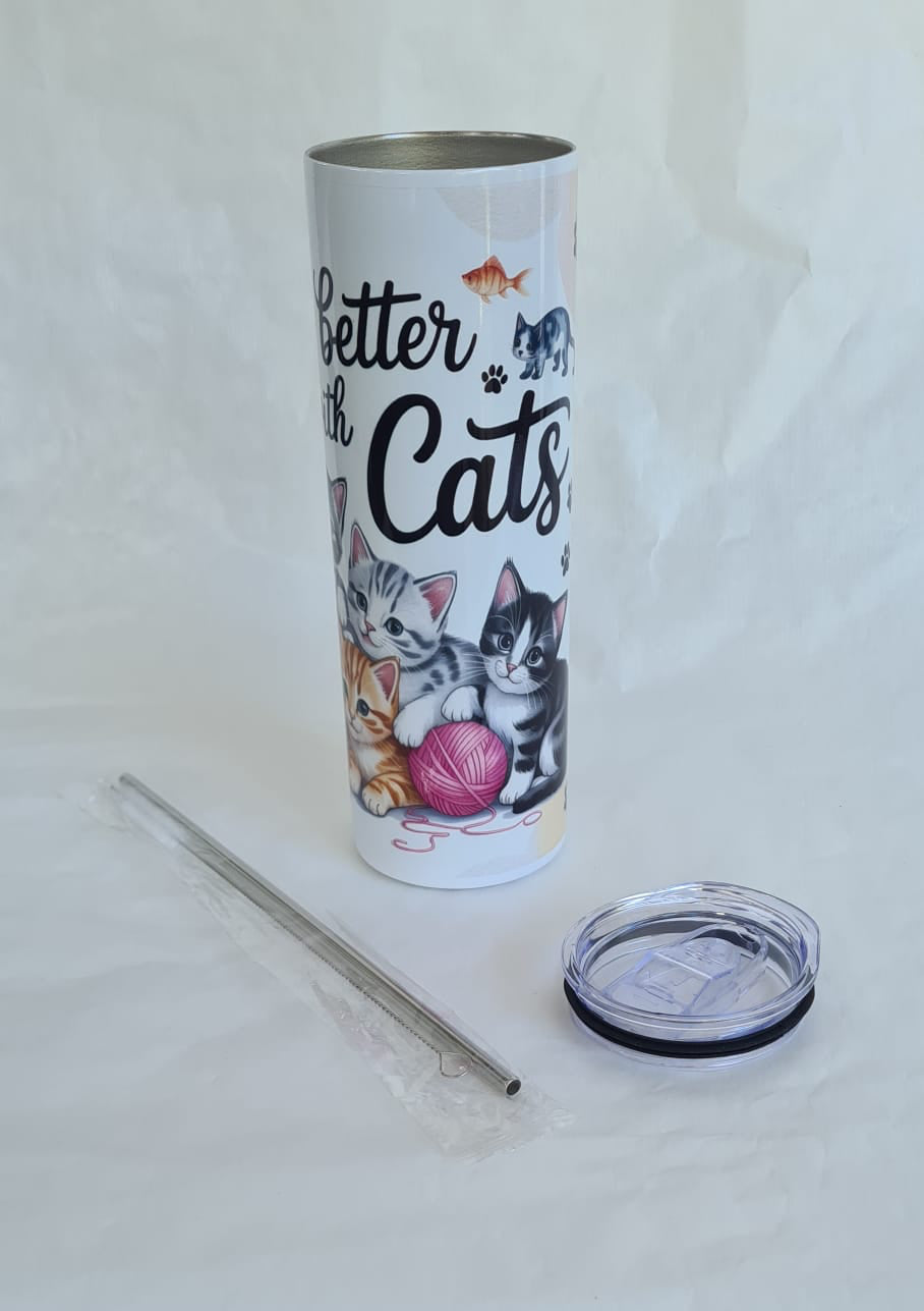 Life ist better with cats-  Thermobecher – 600 ml