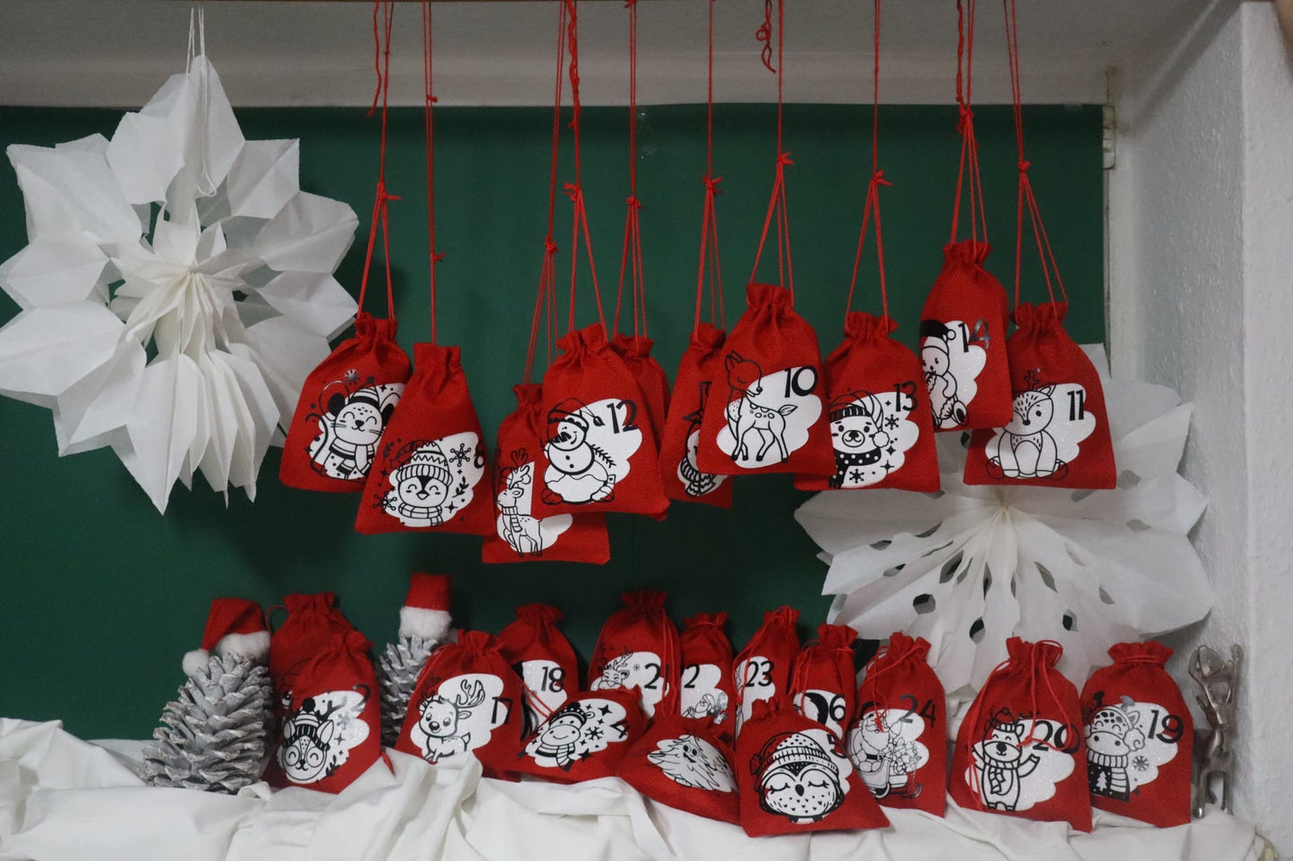 Adventskalender aus Stoff – 24 Beutel zum Befüllen