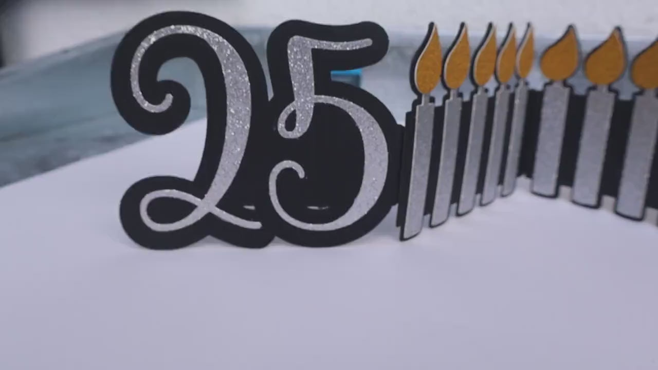 Handgefertigte Glitzer Karte für 25 ,30,35 ,40,45,50 ,55 ,60 ,65 ,70 Jahre, Silberne Hochzeit ,Geburtstag,Jubiläum.